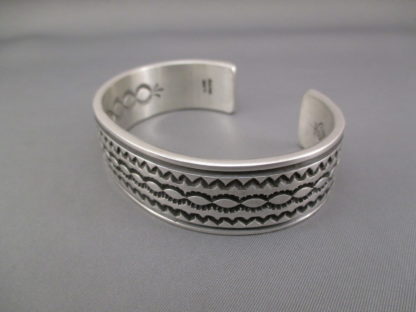 Larger Sterling Silver Navajo Cuff Bracelet by Albert Jake