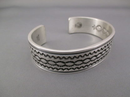 Larger Sterling Silver Navajo Cuff Bracelet by Albert Jake