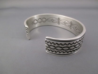 Larger Sterling Silver Navajo Cuff Bracelet by Albert Jake