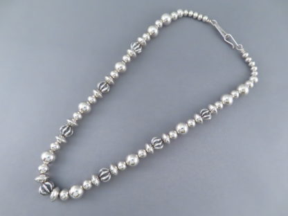 Sterling Silver 18″ Bead Necklace by Al Joe