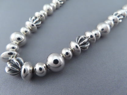 Sterling Silver 18″ Bead Necklace by Al Joe