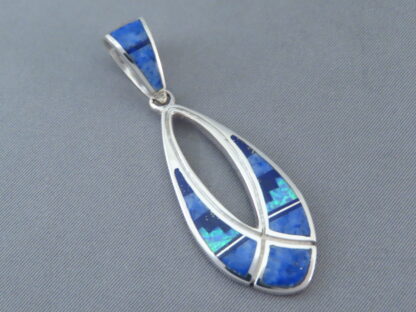 Multi-Stone Inlay Pendant with Opal & Lapis (Larger)