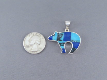 Turquoise & Lapis Inlay Bear Pendant