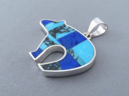 Turquoise & Lapis Inlay Bear Pendant