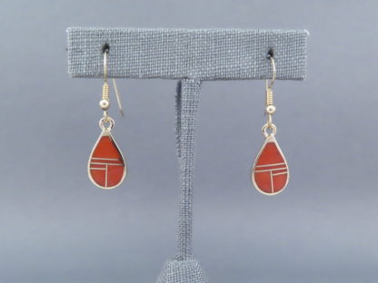 Gold & Coral Inlay Earrings (Teardrops)
