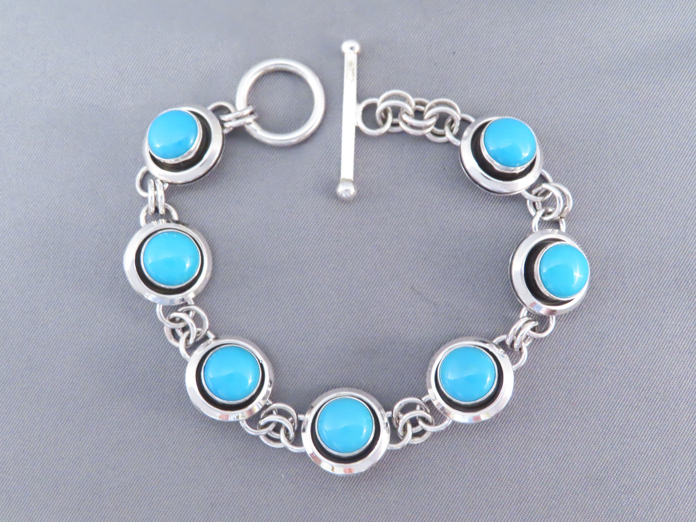Shadowboxed Sleeping Beauty Turquoise Link Bracelet (Yellowhorse)