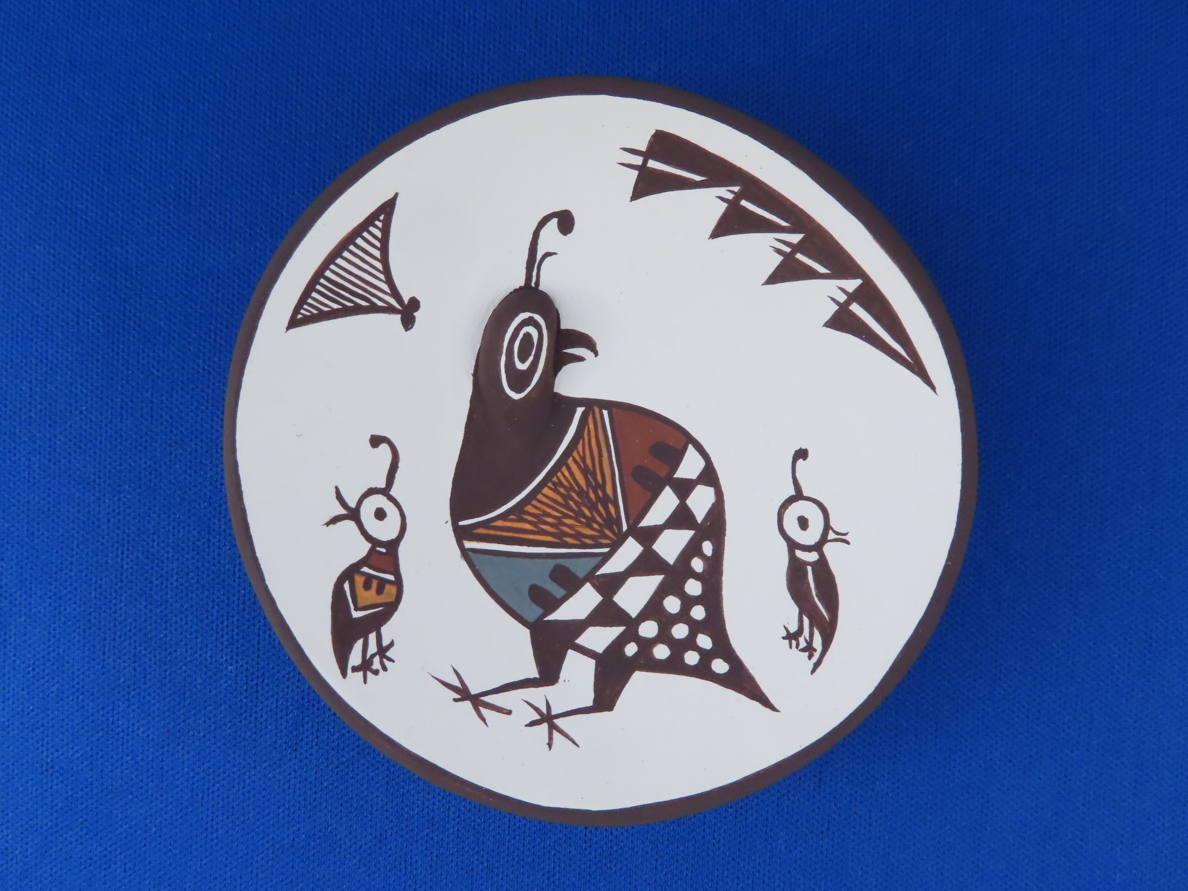 Small Acoma Pottery Plate with Quail