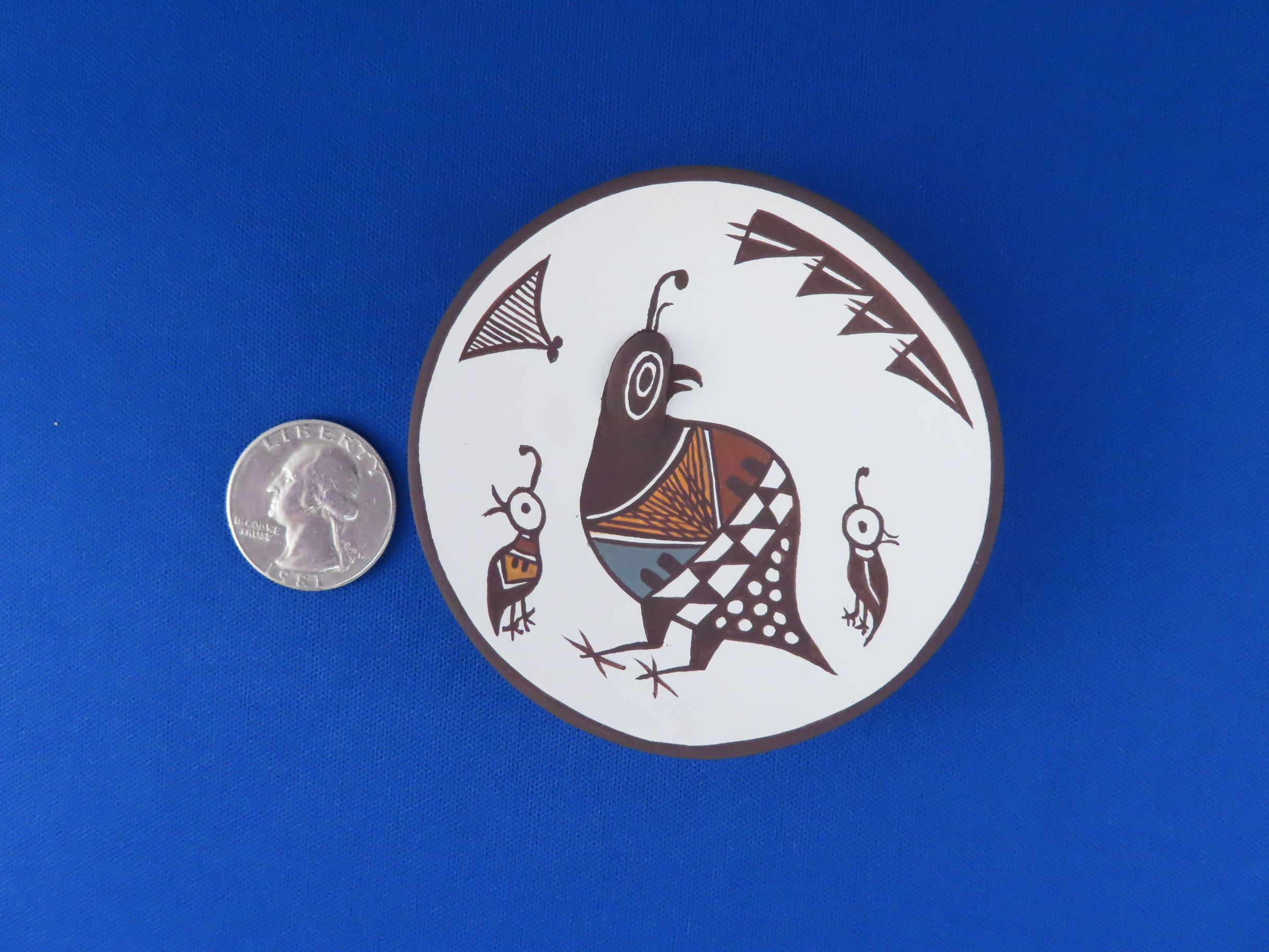 Small Acoma Pottery Plate with Quail
