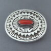Coral Belt Buckle by Leonard Nez (Navajo)