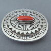 Coral Belt Buckle by Leonard Nez (Navajo)