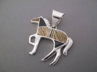 Multi-Stone Inlay Horse Pendant - Larger