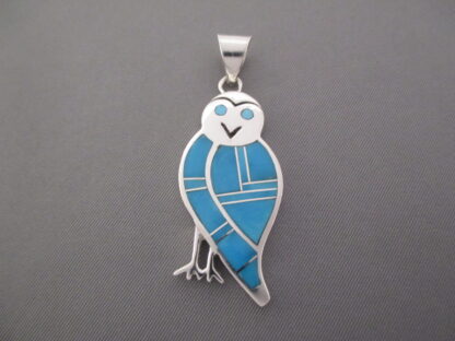 OWL!  Turquoise Inlay Owl Pendant