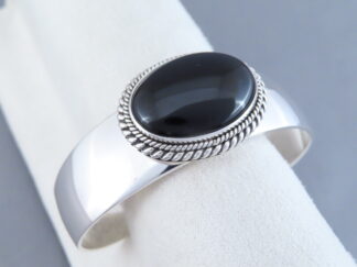 Buy Native American Jewelry - Sterling & Black Onyx Bracelet Cuff by Navajo jeweler, Artie Yellowhorse $375- FOR SALE