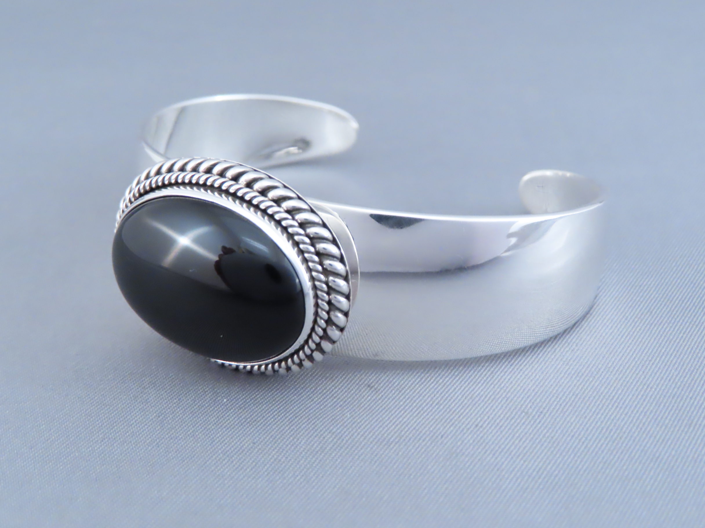Onyx & Sterling Silver Cuff Bracelet by Artie Yellowhorse