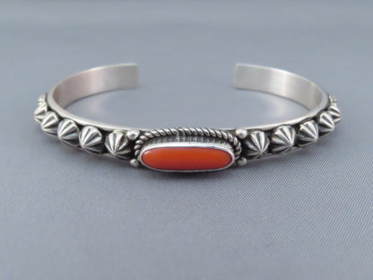 Large Coral Cuff Bracelet in Sterling Silver by Albert Jake