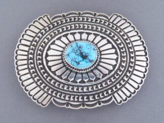 Turquoise & Sterling Silver Belt Buckle by T.O. White