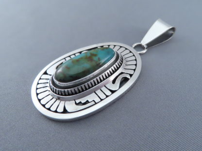 Blue Gem Turquoise Pendant by Leonard Nez