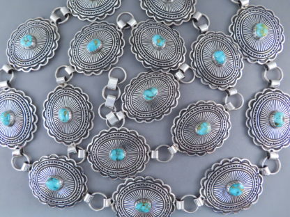 Link Concho Belt with Turquoise by Tsosie Orville White