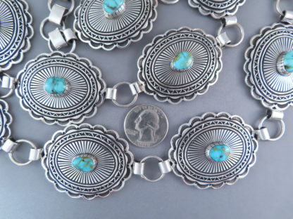Link Concho Belt with Turquoise by Tsosie Orville White