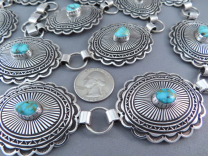 Link Concho Belt with Turquoise by Tsosie Orville White