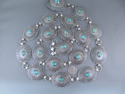 Link Concho Belt with Turquoise by Tsosie Orville White
