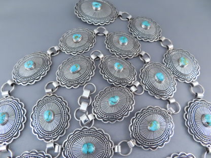 Link Concho Belt with Turquoise by Tsosie Orville White