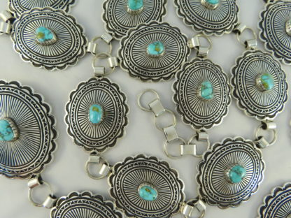 Link Concho Belt with Turquoise by Tsosie Orville White