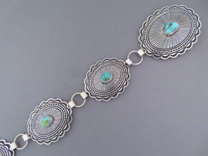 Link Concho Belt with Turquoise by Tsosie Orville White