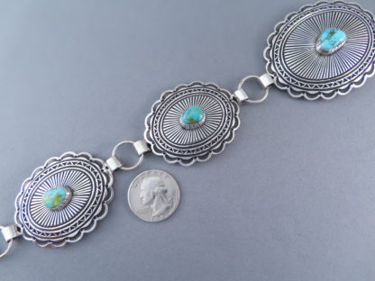 Link Concho Belt with Turquoise by Tsosie Orville White