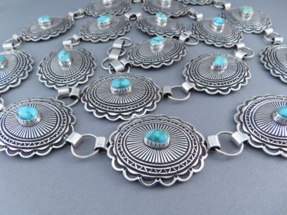 Link Concho Belt with Turquoise by Tsosie Orville White