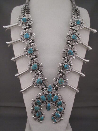 Turquoise Mountain Turquoise Squash Blossom Necklace