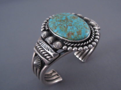 Sterling Silver and #8 Turquoise Bracelet by Jeanette Dale