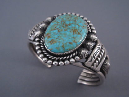 Sterling Silver and #8 Turquoise Bracelet by Jeanette Dale