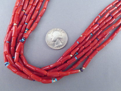 Coral & 14kt Gold Necklace by Colina Yazzie