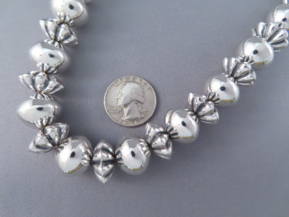 Long Sterling Silver Multi-Shaped Bead Necklace (26 1/2″)