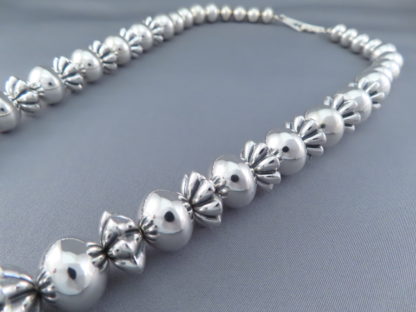 Long Sterling Silver Multi-Shaped Bead Necklace (26 1/2″)