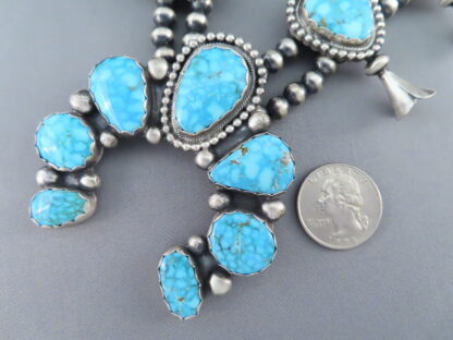 Kingman Turquoise Squash Blossom Necklace