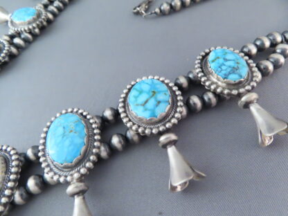 Kingman Turquoise Squash Blossom Necklace