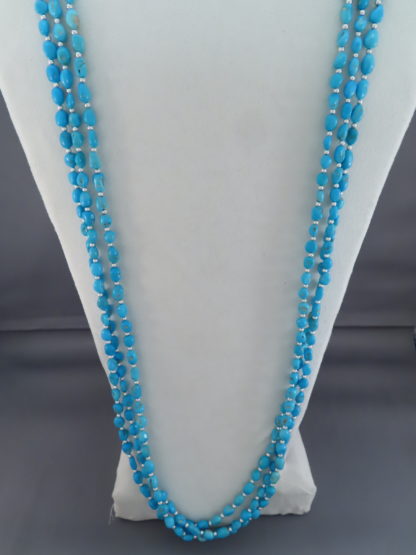 LONG Sleeping Beauty Turquoise Necklace with Sterling Silver