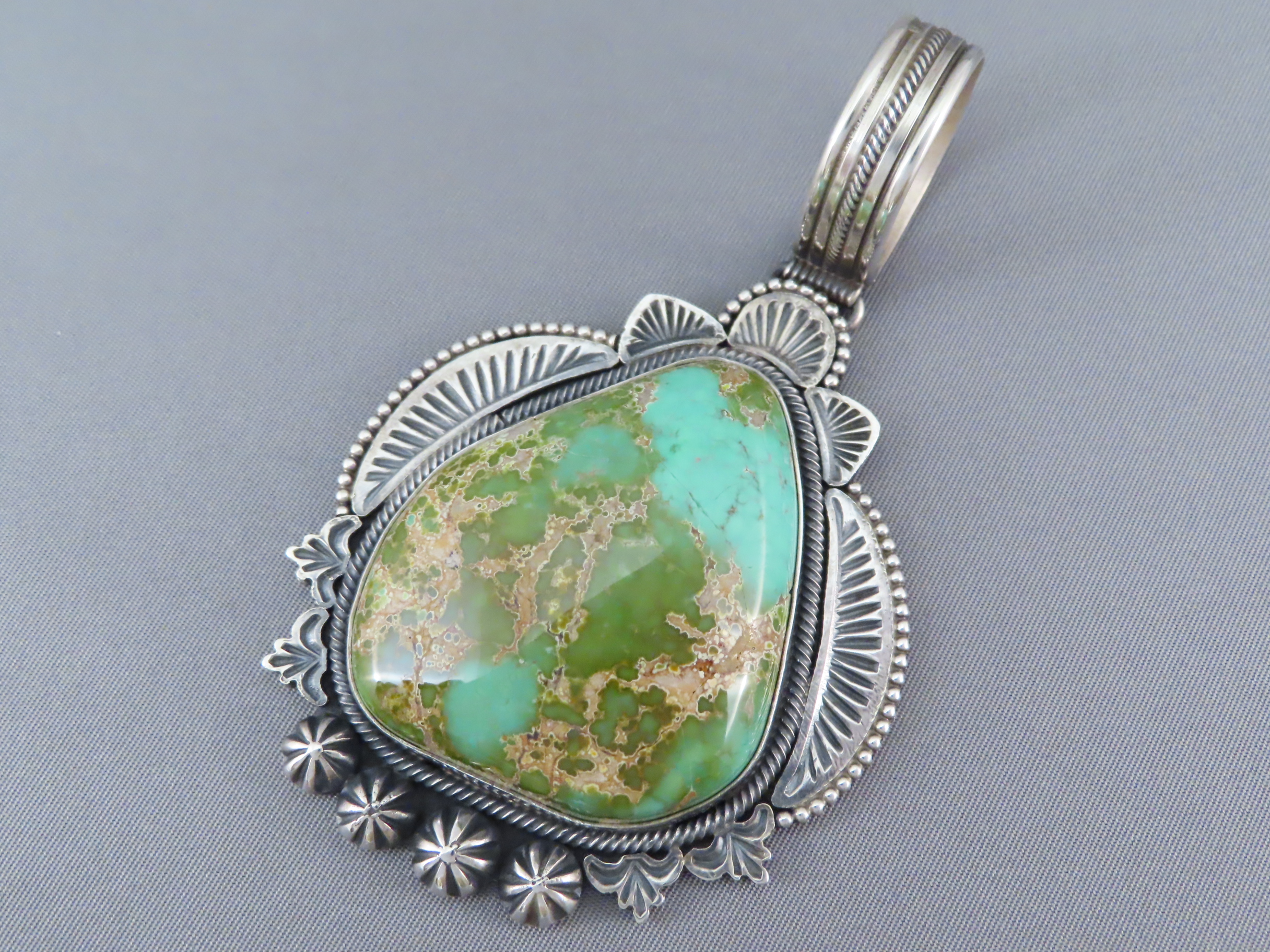 Turquoise Jewelry - Large Royston Turquoise Pendant by Native American jewelers Michael & Rosita Calladitto $1,550- FOR SALE
