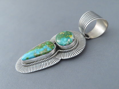 Two-Stone Turquoise Pendant by Albert Jake (Navajo)