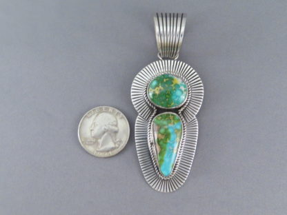 Two-Stone Turquoise Pendant by Albert Jake (Navajo)