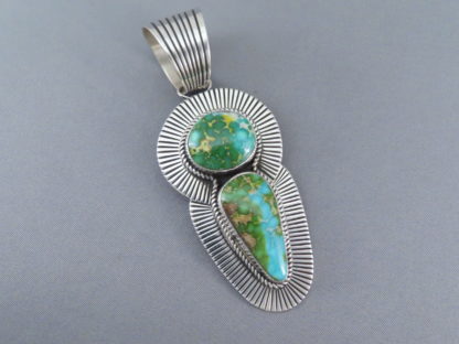 Two-Stone Turquoise Pendant by Albert Jake (Navajo)
