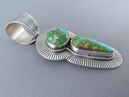 Two-Stone Turquoise Pendant by Albert Jake (Navajo)