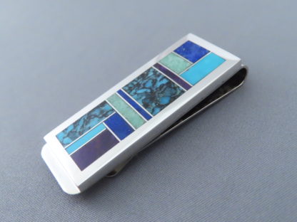 Inlaid Multi-Stone Money Clip