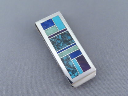 Inlaid Multi-Stone Money Clip