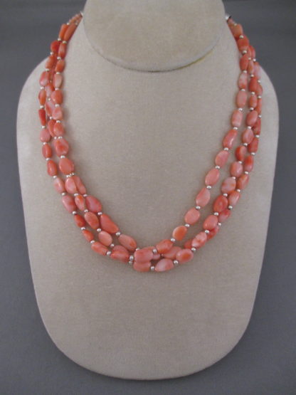 Angel Skin Coral Necklace (3 Strands) by Desiree Yellowhorse