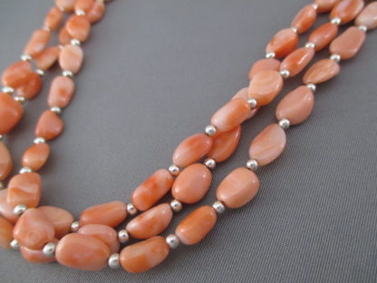 Angel Skin Coral Necklace (3 Strands) by Desiree Yellowhorse