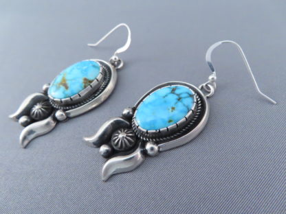 Kingman Turquoise Squash Blossom Necklace & Earring Set
