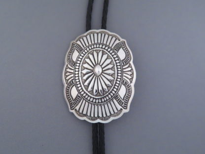 Stamped Sterling Silver Bolo Tie by Roy Manuelito